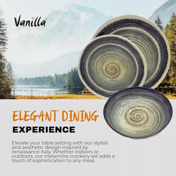 Melamine 12 Piece Set Camping Tableware Dinner Set Florence - Vanilla Leisure